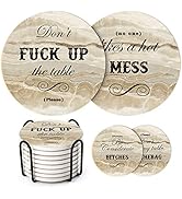 LIFVER Funny Coasters for Drinks with Holder, Set of 8 Marble Style Absorbent Drink Coasters with...